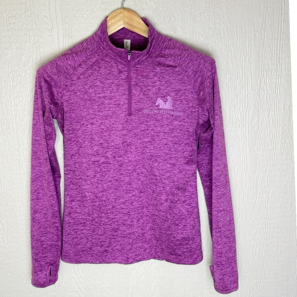 Ouray Sportswear Womens Purple Space Dye 1/4 Zip Pullover Gros Ventre Ranch S